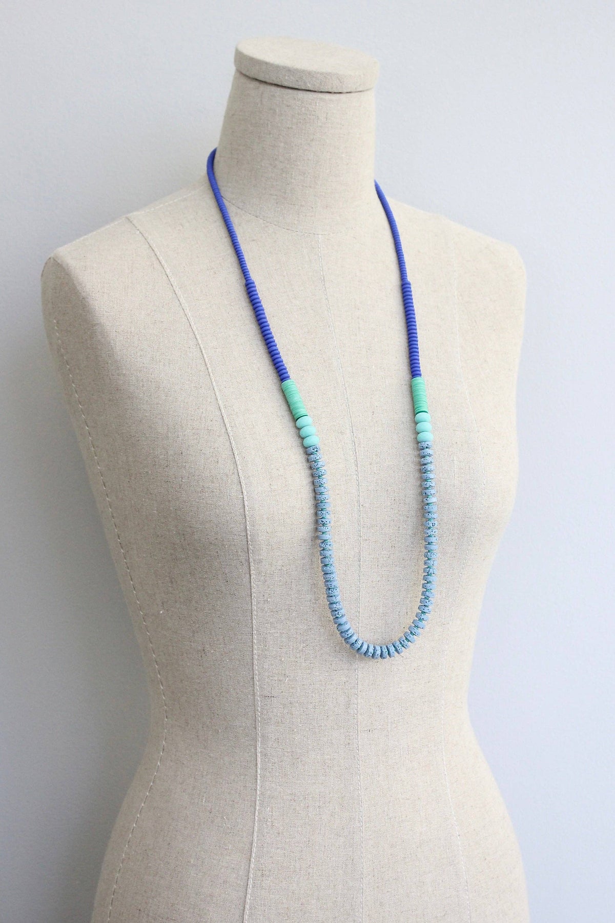 KYL133 cobalt and lava bead long necklace