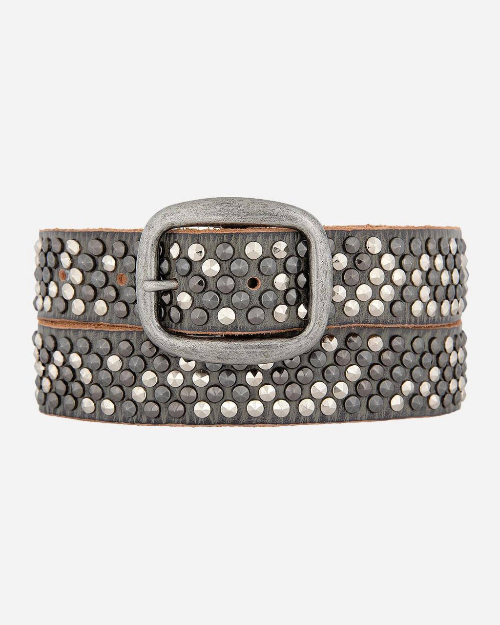Britta | Vintage Silver Buckle Studded Leather Belt Women