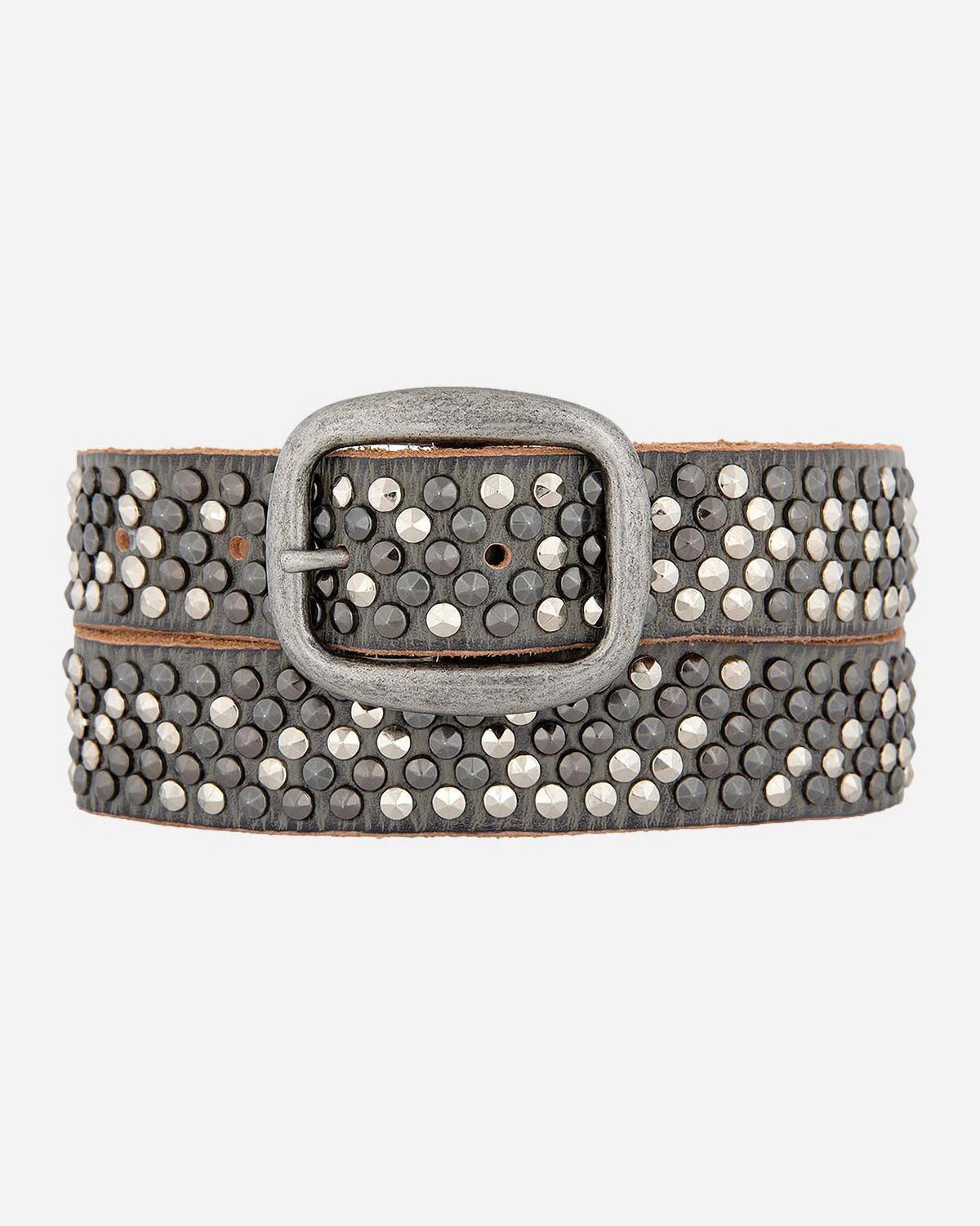 Britta | Vintage Silver Buckle Studded Leather Belt Women