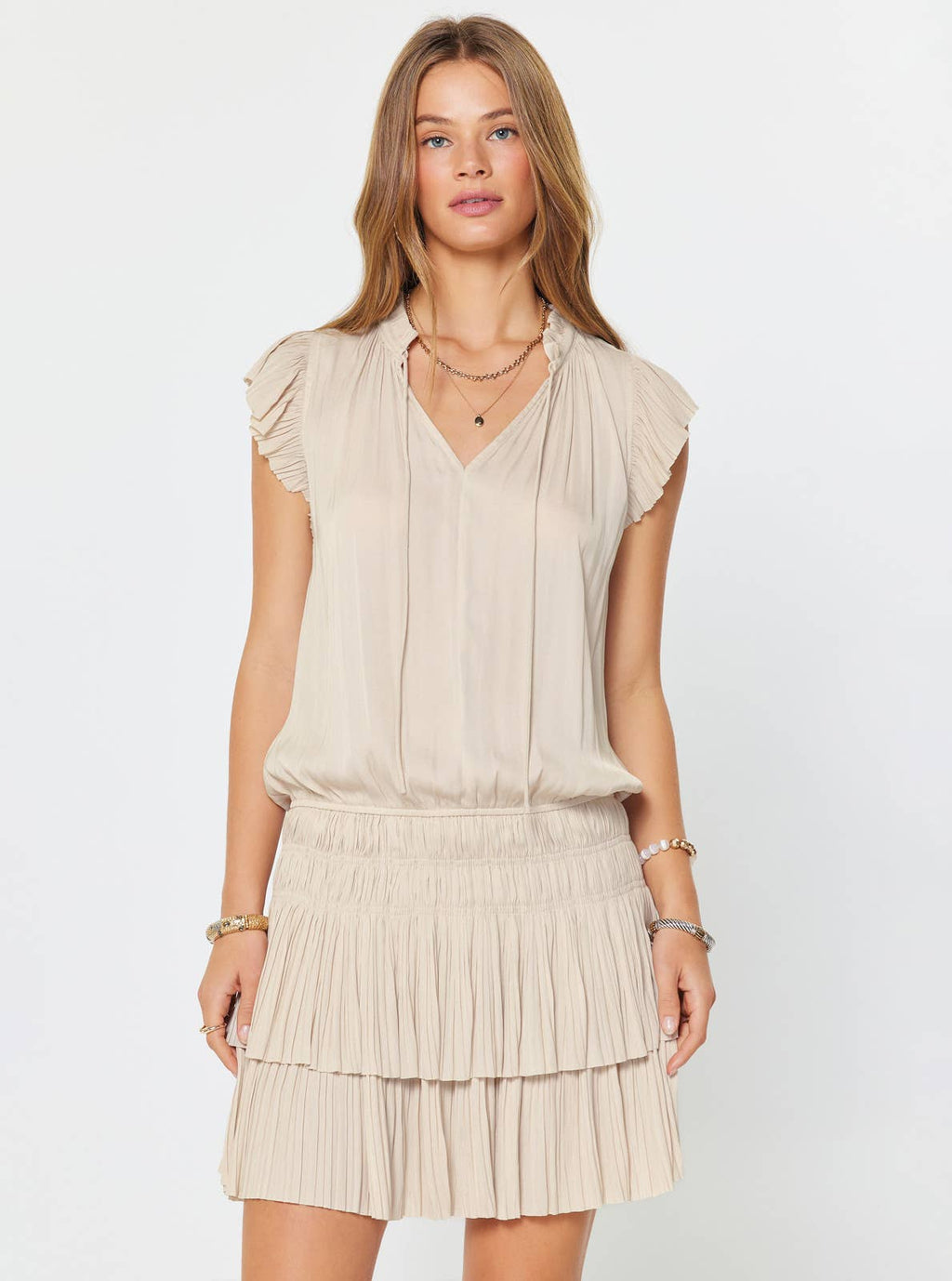 Zoey Pleated Mini Dress