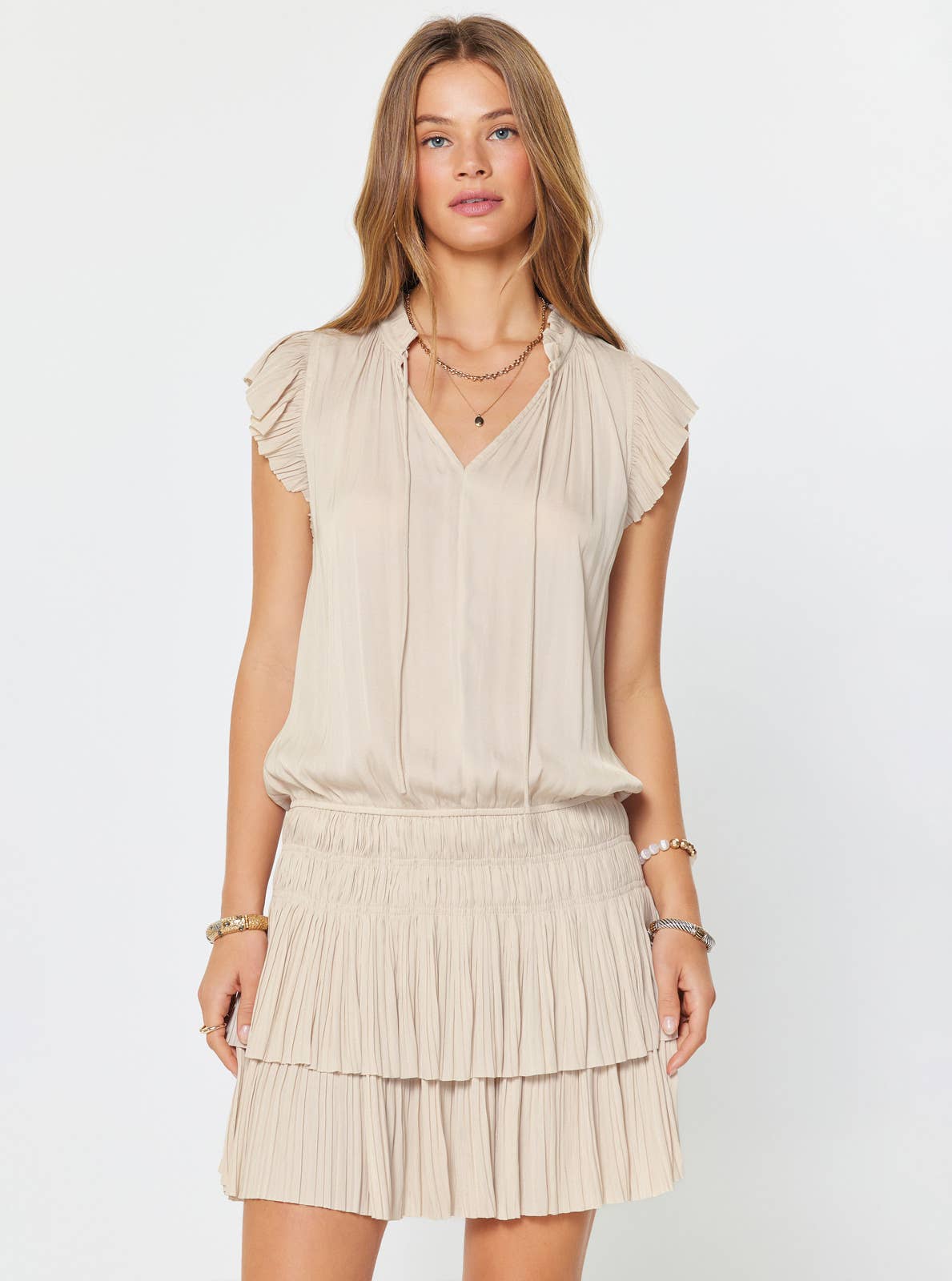 Zoey Pleated Mini Dress