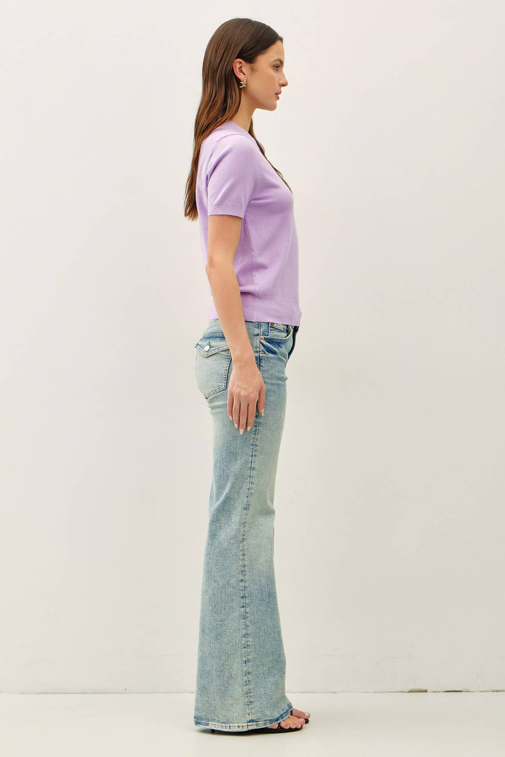 BASIC SHORT SLEEVE SWEATER TOP