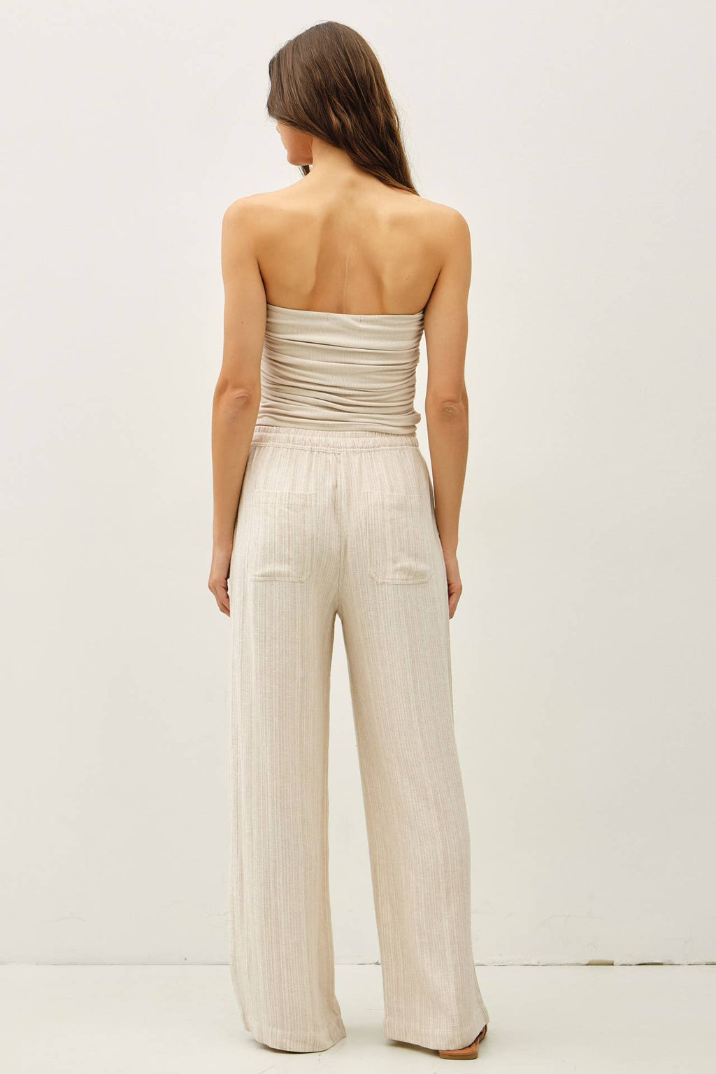 29" INSEAM STRIPED LINEN WIDE LEG PANTS