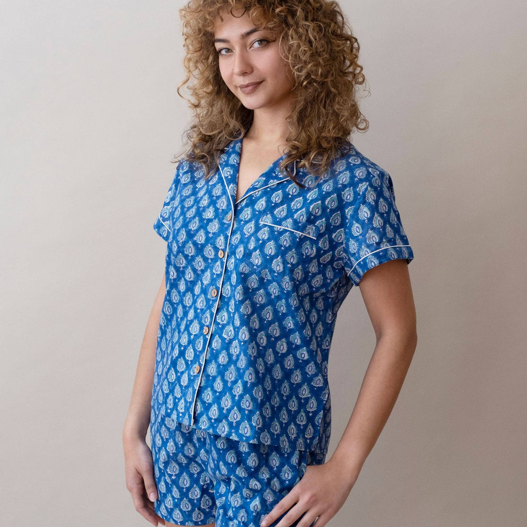 Short Sleeve/ Shorts Pajama Set- Pai Royal