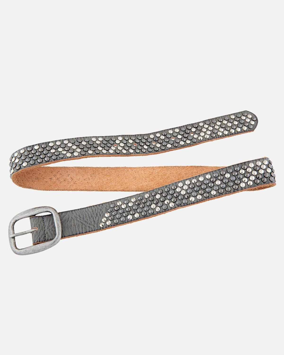 Britta | Vintage Silver Buckle Studded Leather Belt Women
