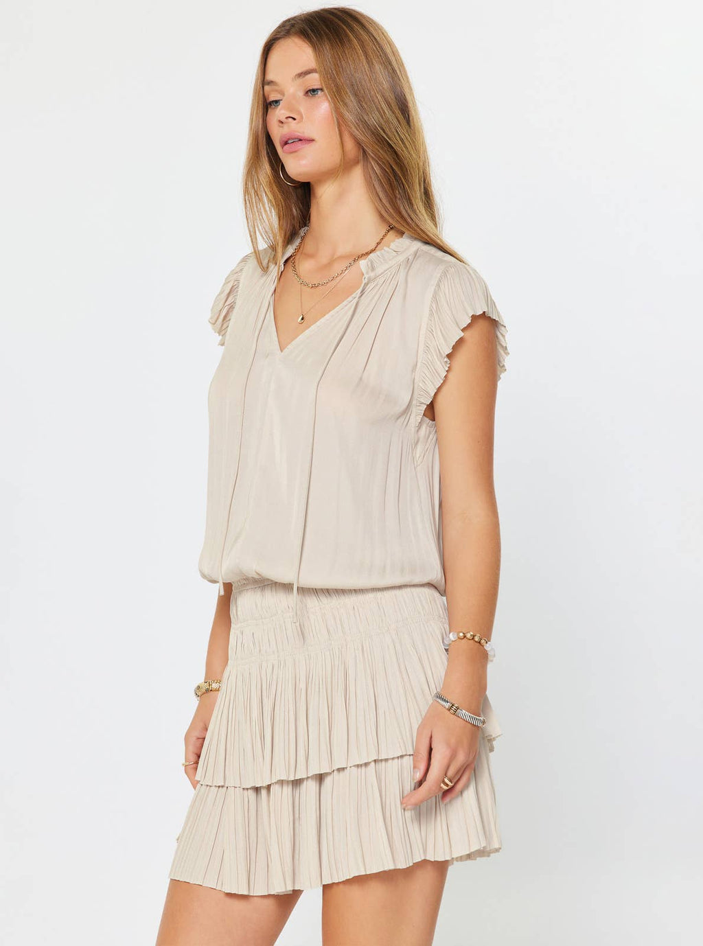 Zoey Pleated Mini Dress