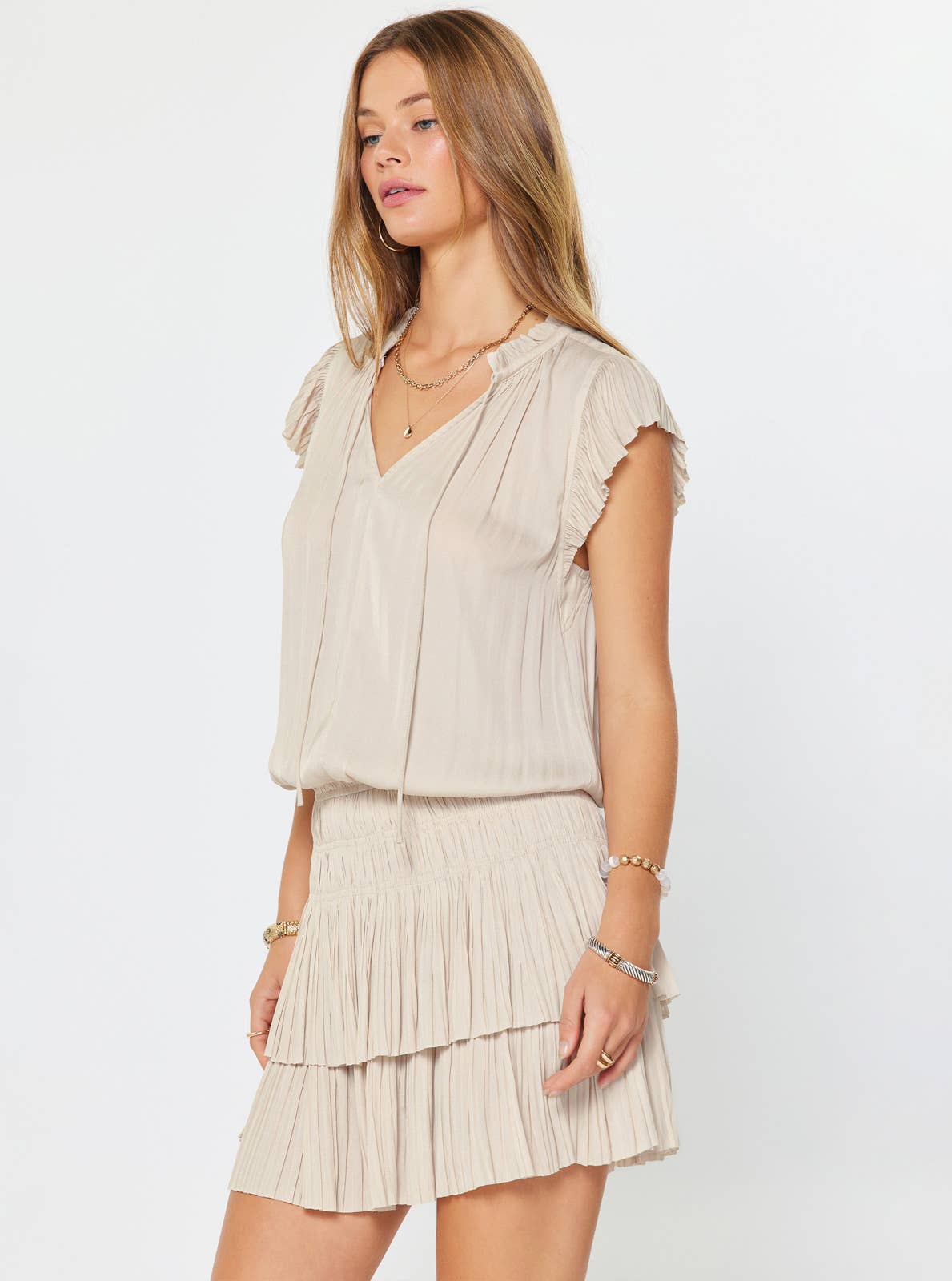 Zoey Pleated Mini Dress