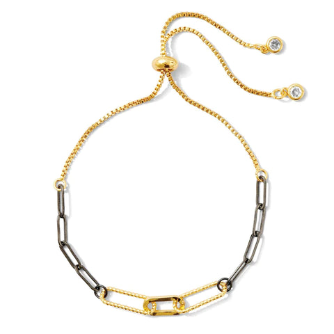 Gold Accented Gunmetal Pulley Bracelet