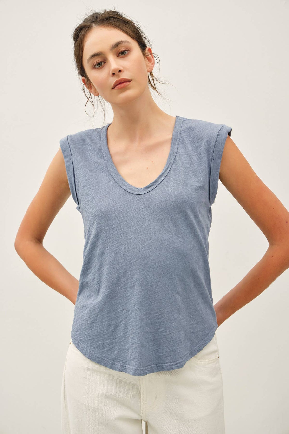 NEW SHADE-BASIC CAP SLEEVE GARMENT DYED TOP