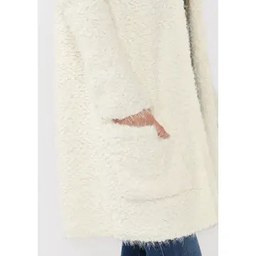 Hooded Cardigan with Pockets in Antique White