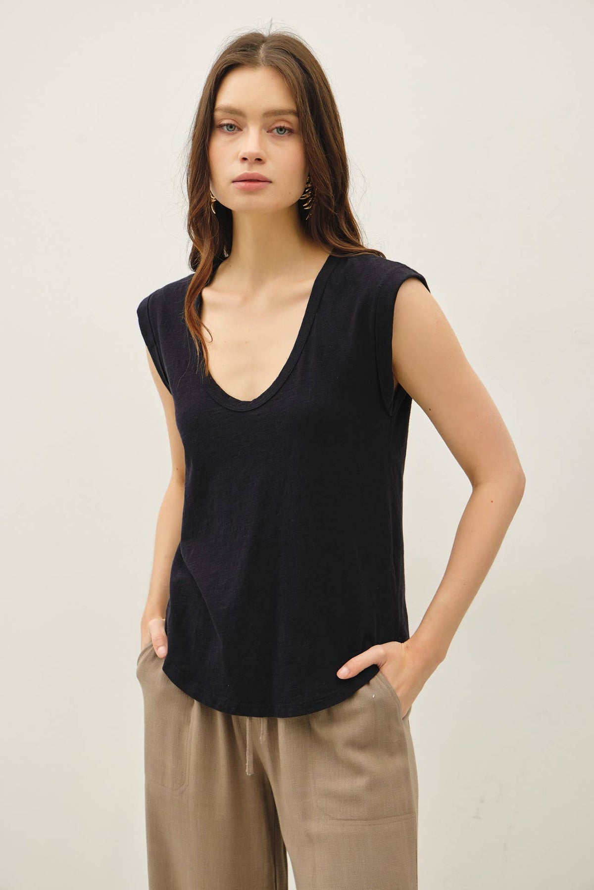 NEW SHADE-BASIC CAP SLEEVE GARMENT DYED TOP