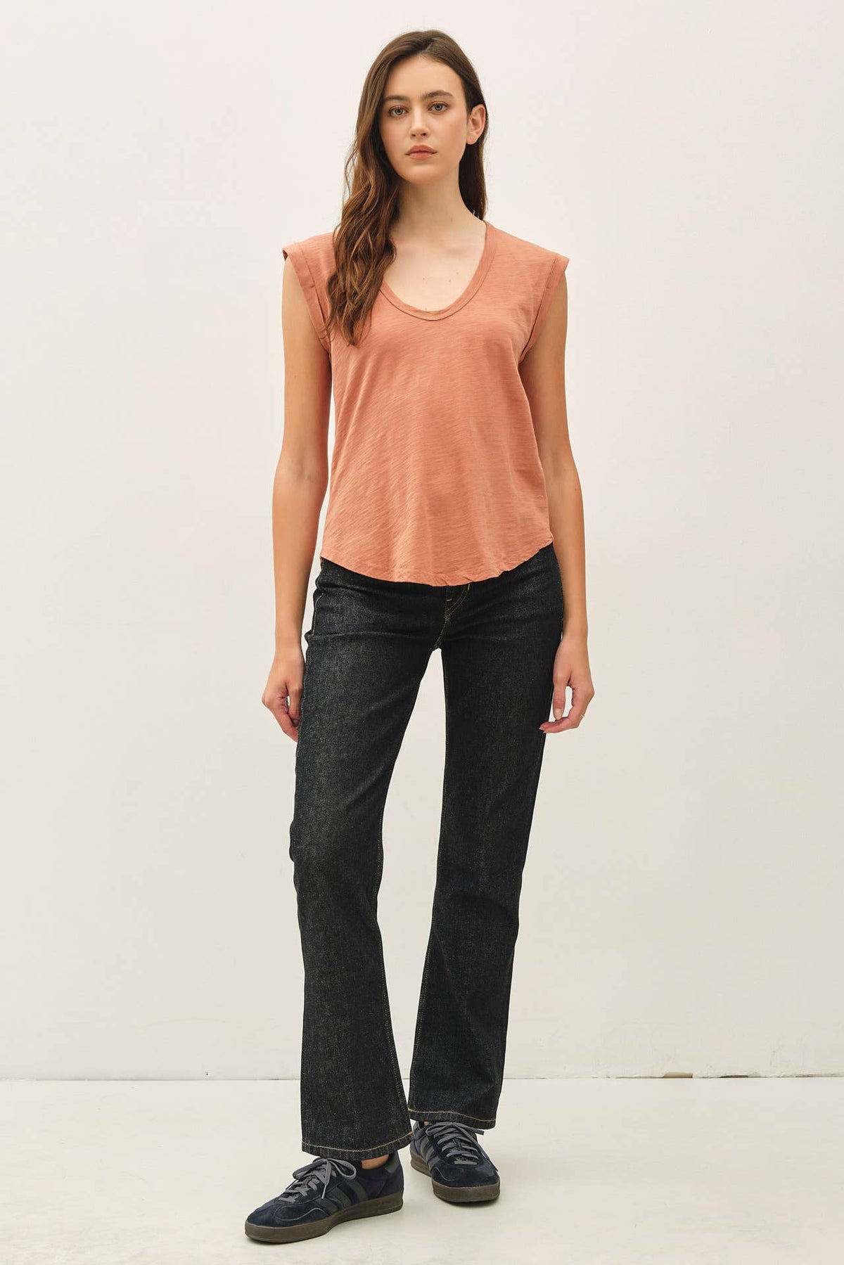 NEW SHADE-BASIC CAP SLEEVE GARMENT DYED TOP