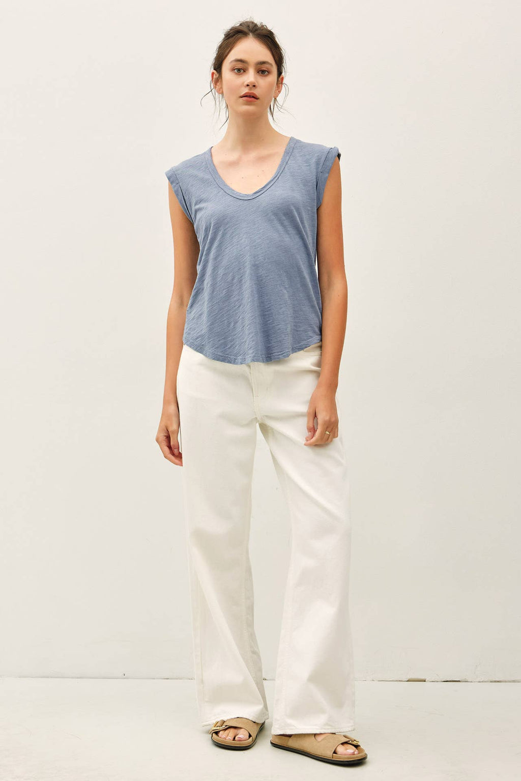 NEW SHADE-BASIC CAP SLEEVE GARMENT DYED TOP
