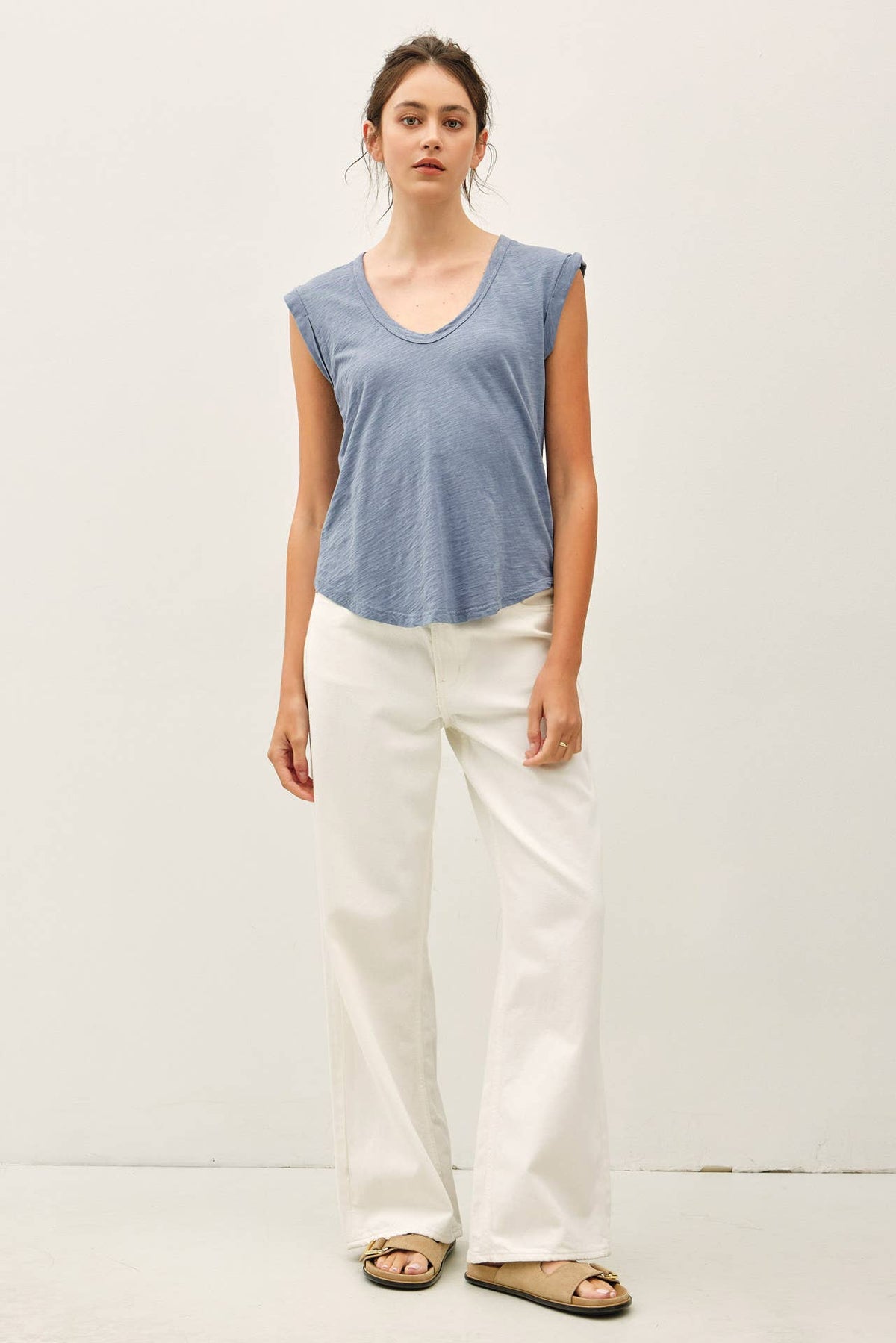 NEW SHADE-BASIC CAP SLEEVE GARMENT DYED TOP