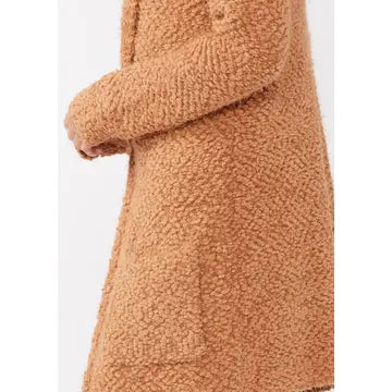 Hooded Cardigan with Pockets in Camel