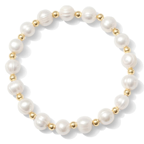 Large Pearl & Bead Stretch Bracelet