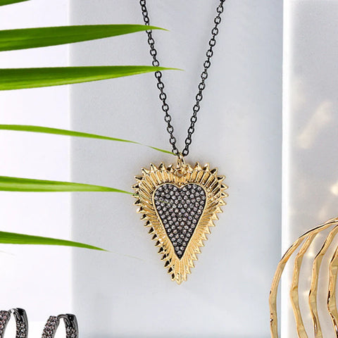 Two-Tone Pave Heart Pendant