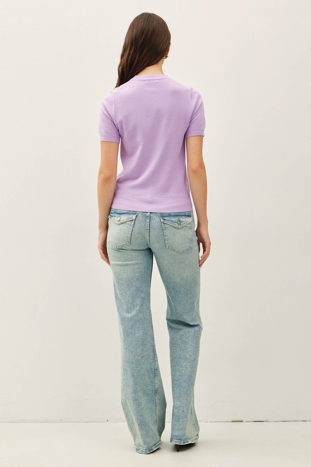 BASIC SHORT SLEEVE SWEATER TOP