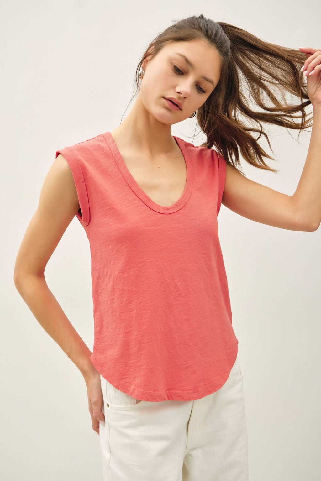 NEW SHADE-BASIC CAP SLEEVE GARMENT DYED TOP