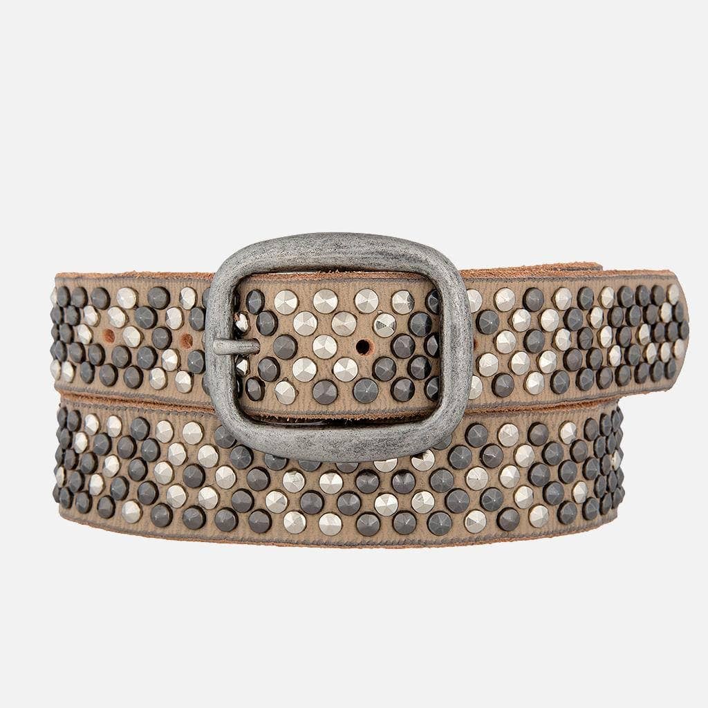 Britta | Vintage Silver Buckle Studded Leather Belt Women