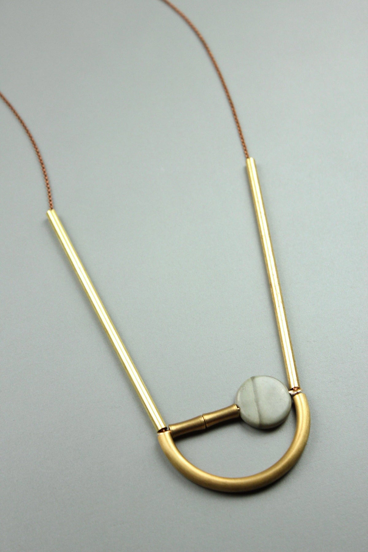 ATH134 Geometric brass and jasper necklace