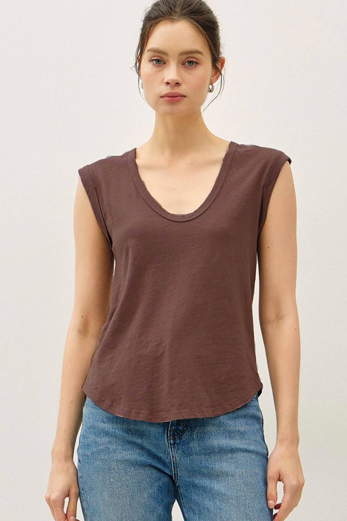 NEW SHADE-BASIC CAP SLEEVE GARMENT DYED TOP