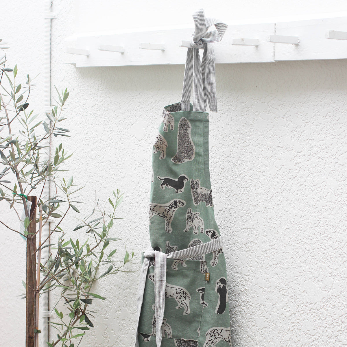 Apron Dog Print Standard Tie style-Aqua Storm