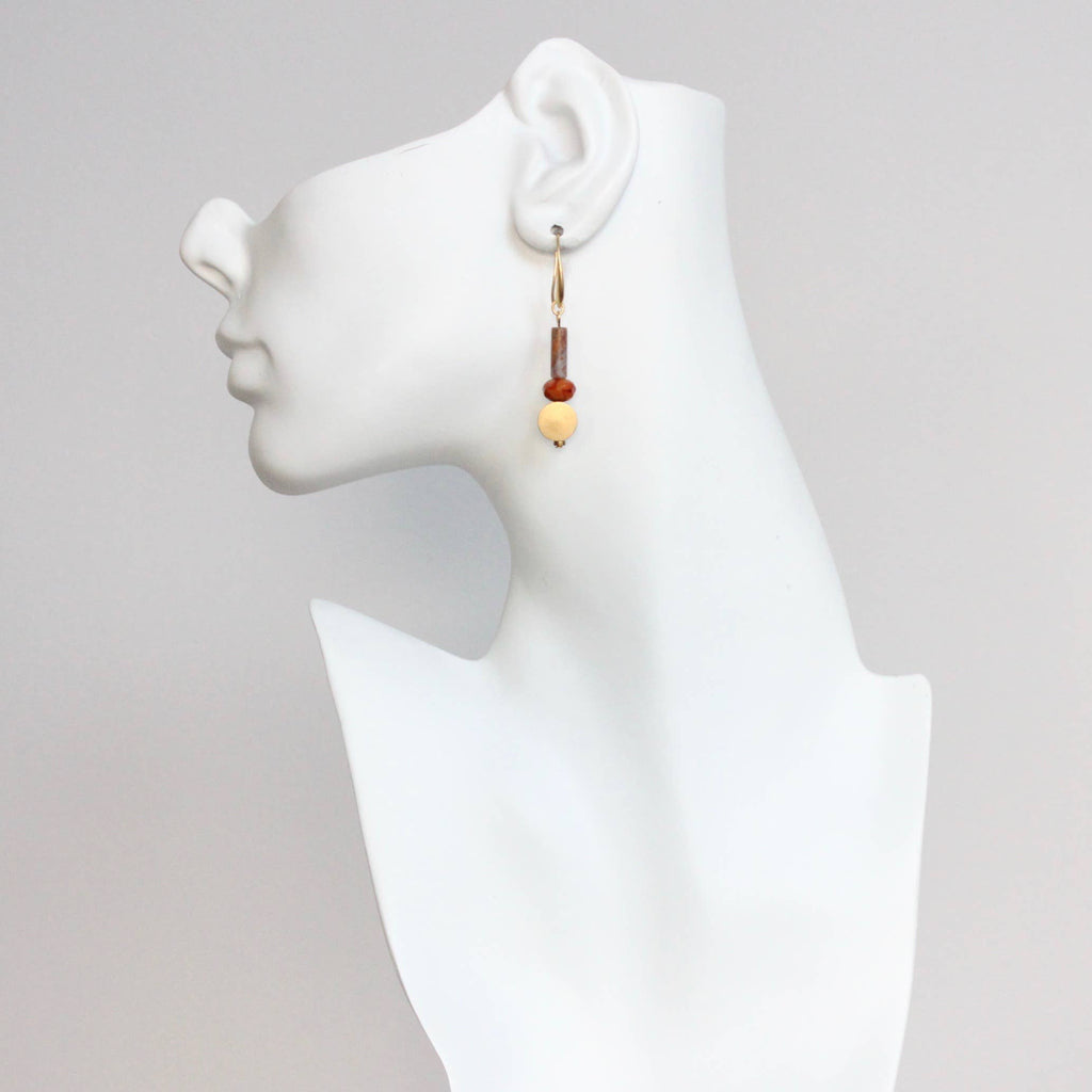 CHRE28 Jasper and glass earrings
