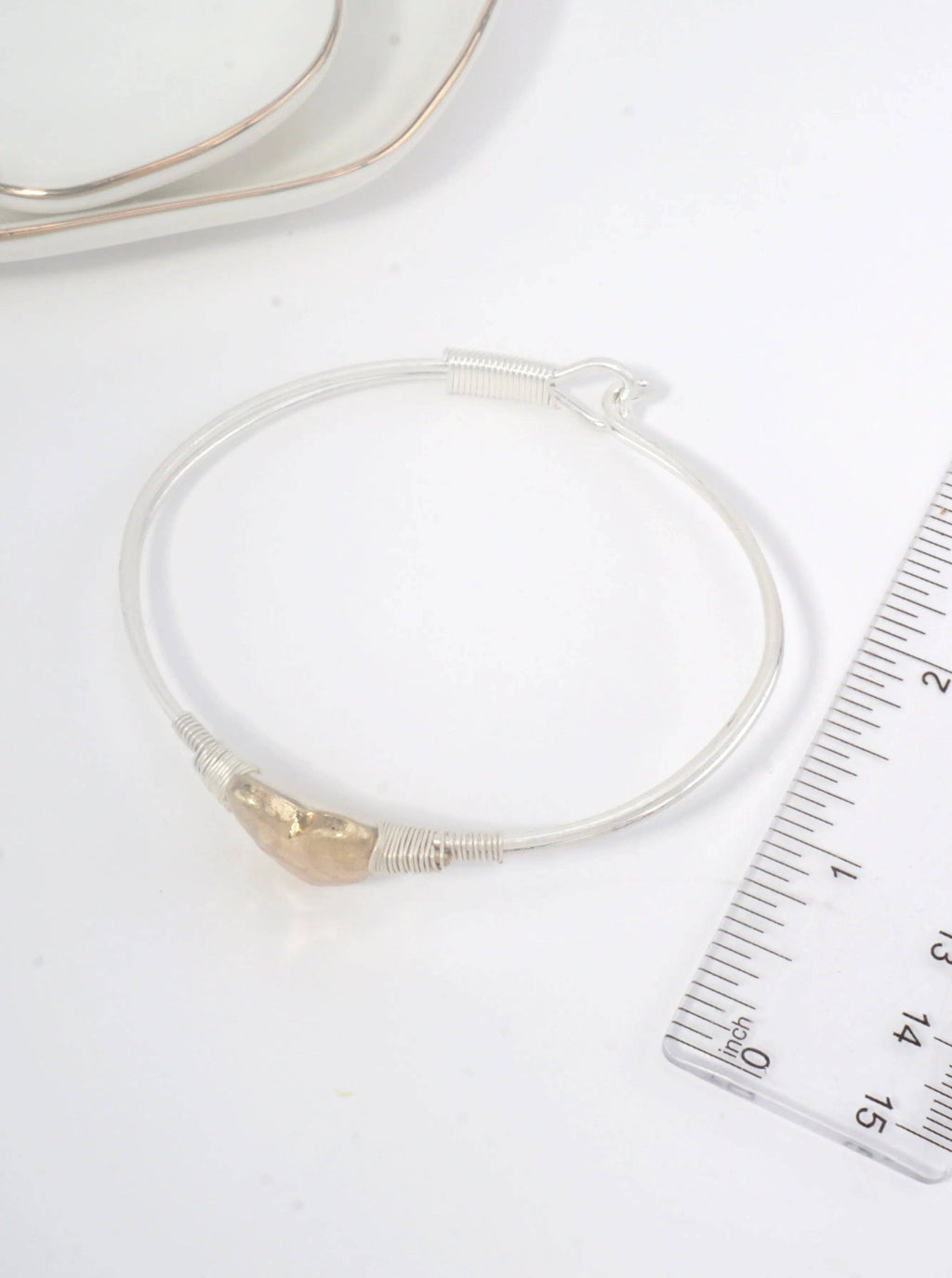 Hammered Heart Hook Closure Cuff Bracelet