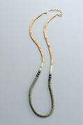 LEX132 Moss lava bead long necklace