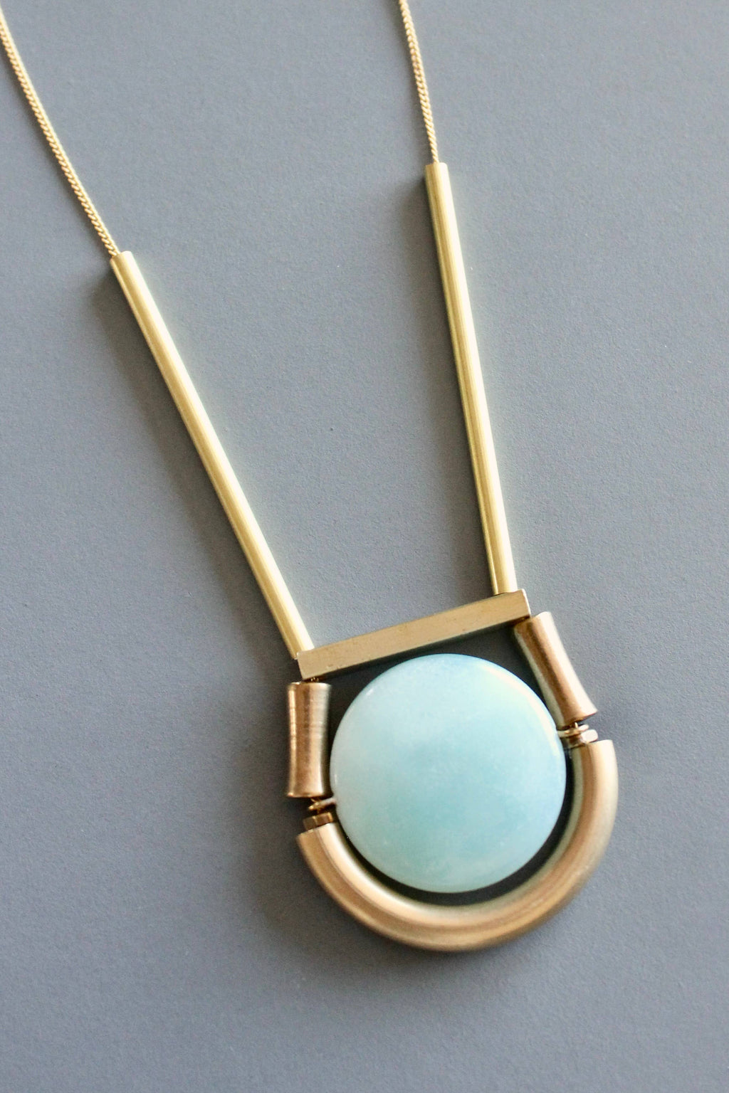 MLN128 Amazonite geometric necklace