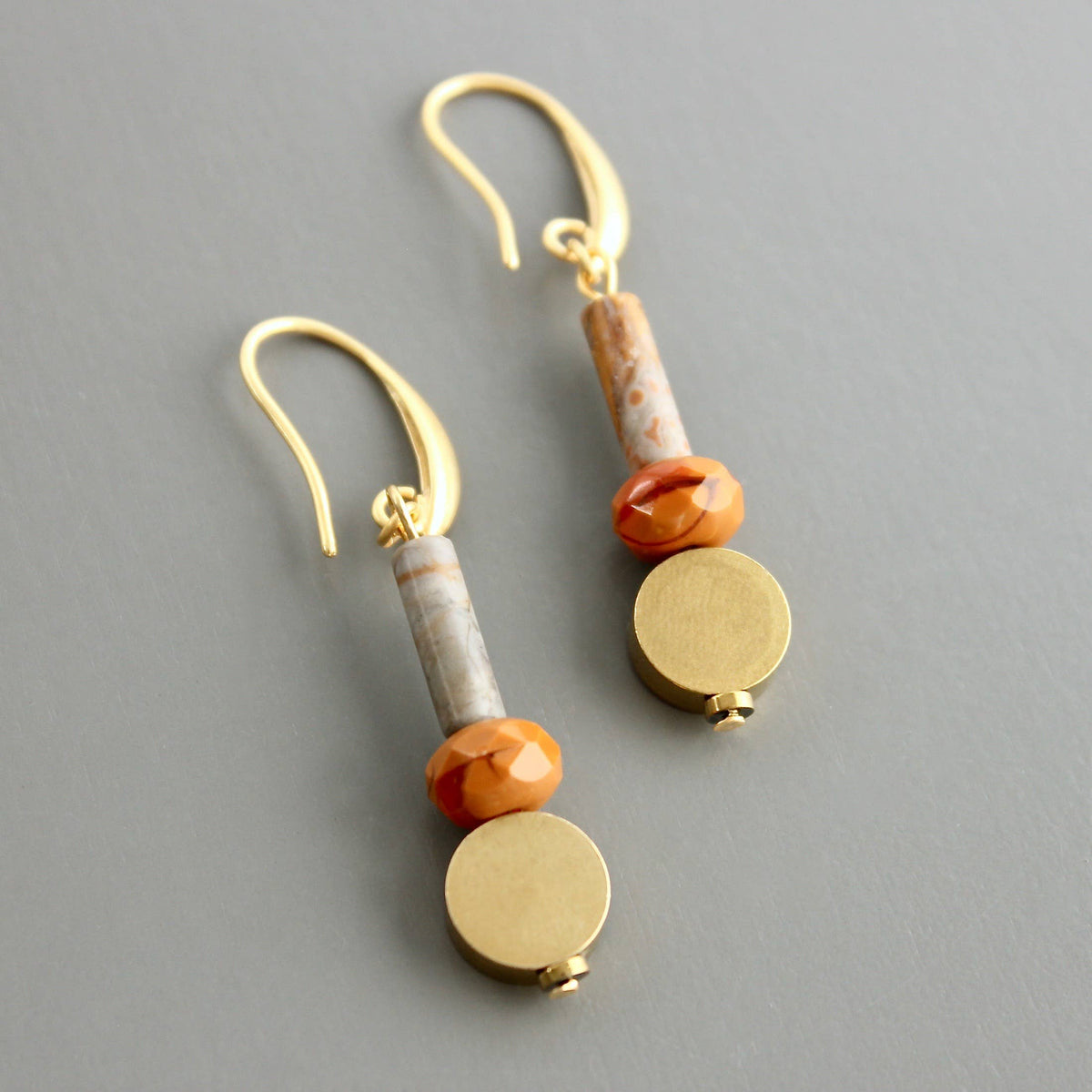 CHRE28 Jasper and glass earrings