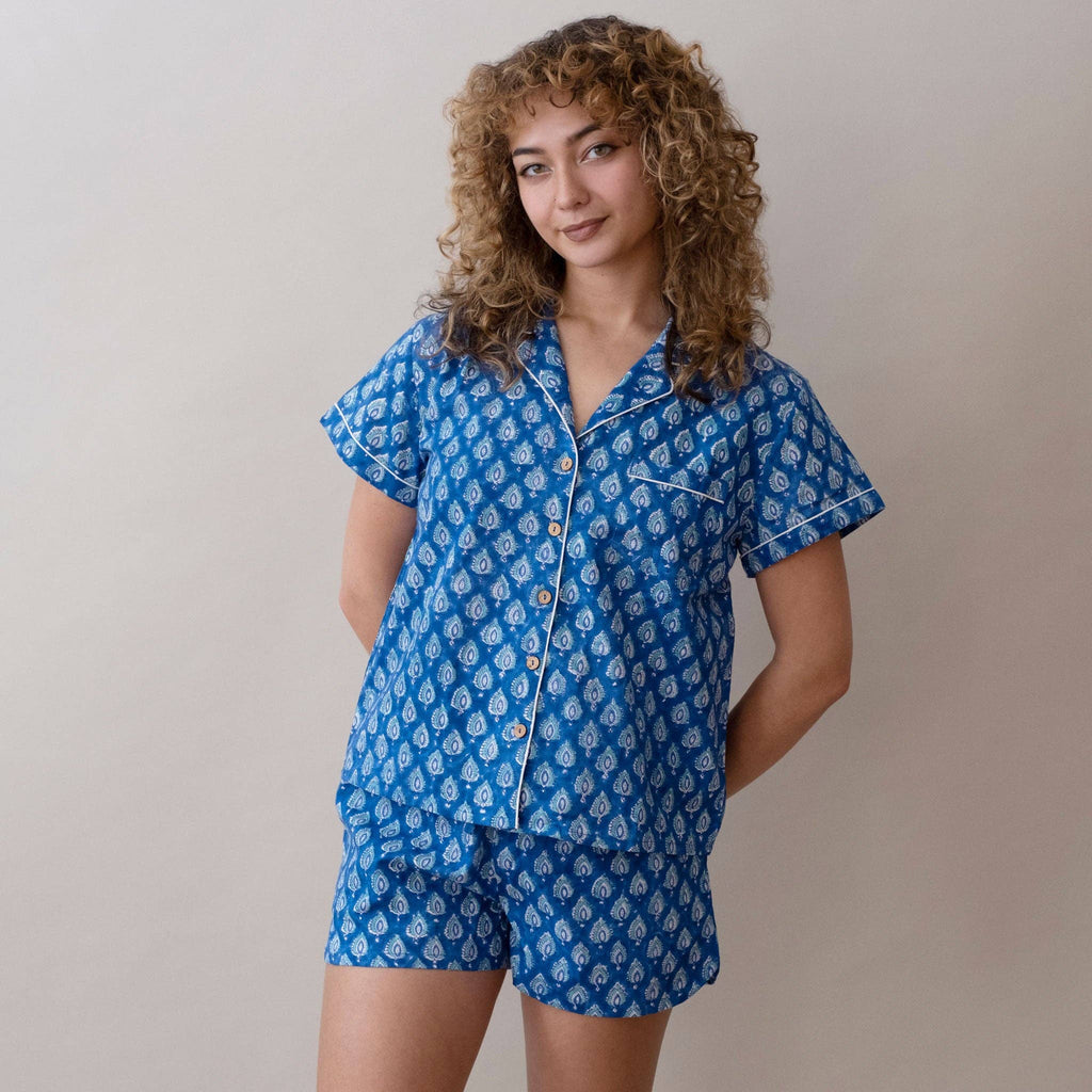 Short Sleeve/ Shorts Pajama Set- Pai Royal