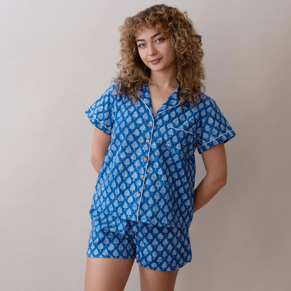 Short Sleeve/ Shorts Pajama Set- Pai Royal