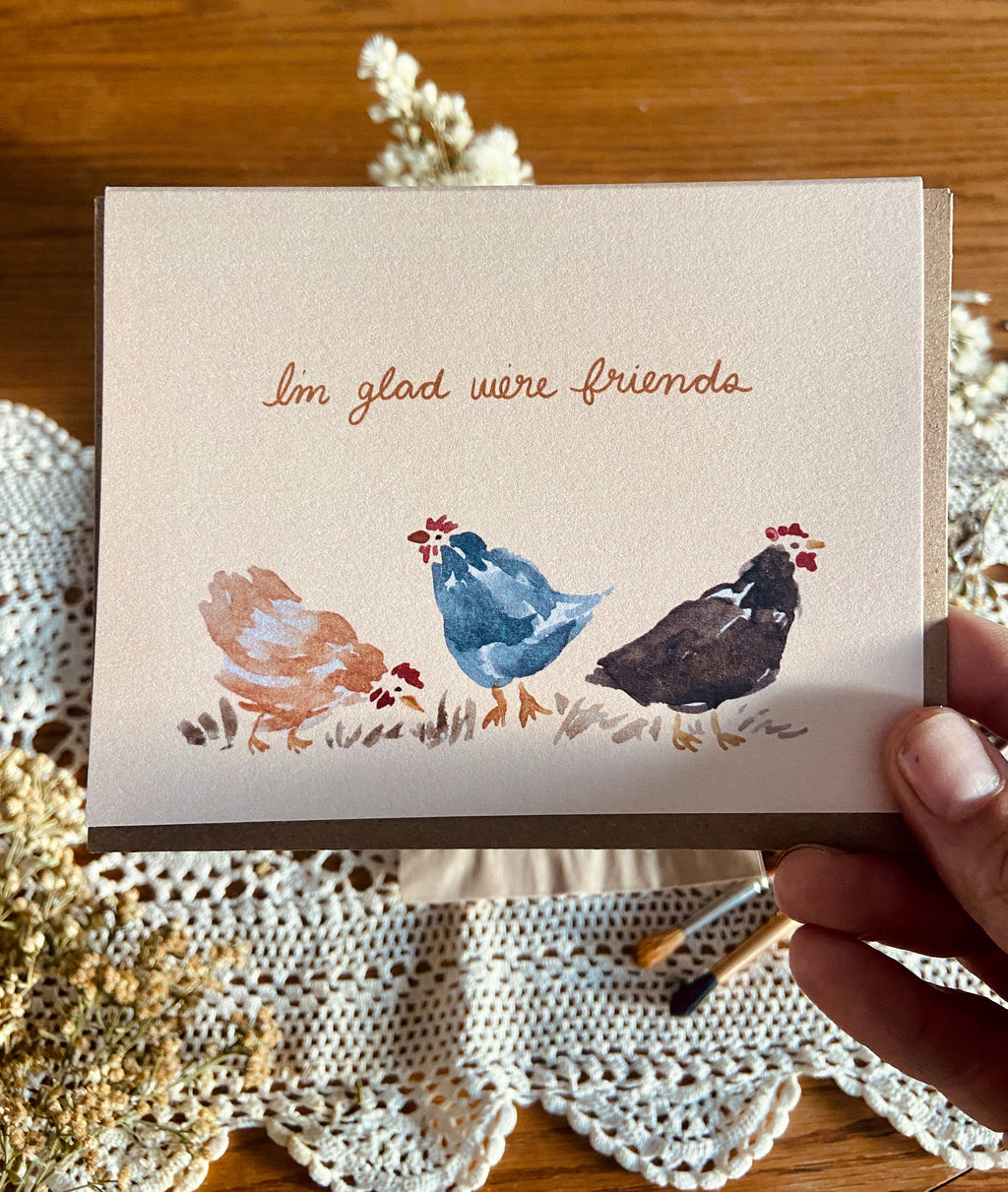 Glad We're Friends Chickens Greeting Card