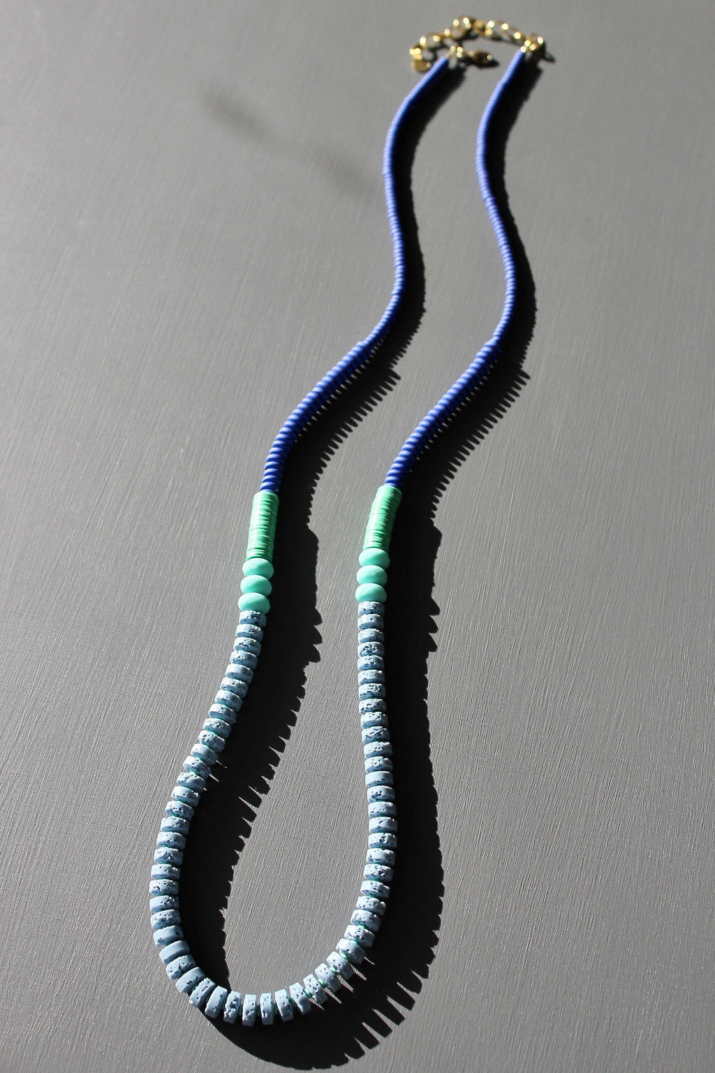 KYL133 cobalt and lava bead long necklace