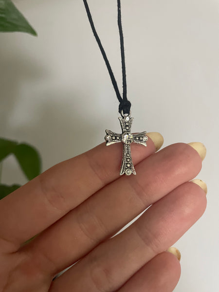 Studded Cross Pendant Necklace