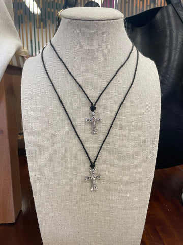 Studded Cross Pendant Necklace