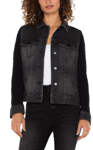 Denim Jacket With Sweater Sleeves