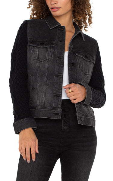 Denim Jacket With Sweater Sleeves