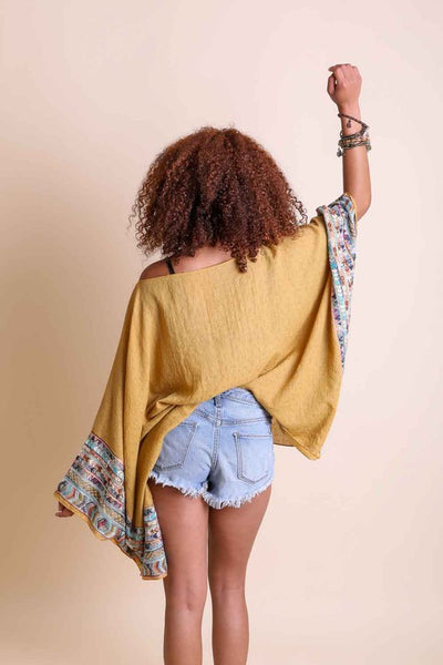 Geometric Embroidered Sleeve Kimono available in multiple colors