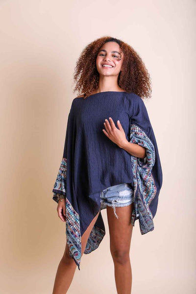 Geometric Embroidered Sleeve Kimono available in multiple colors