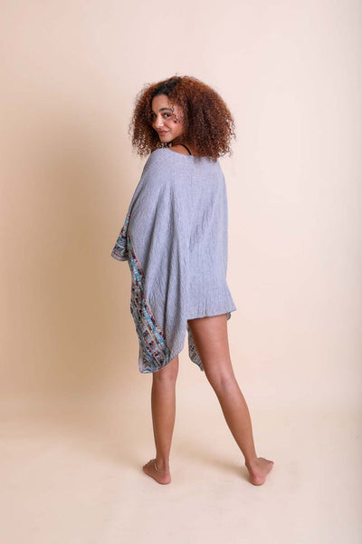 Geometric Embroidered Sleeve Kimono available in multiple colors