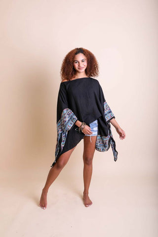 Geometric Embroidered Sleeve Kimono available in multiple colors