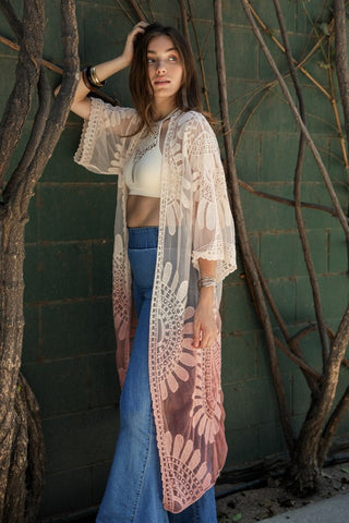 Ombre Bohemian Lace Kimono available in multiple colors