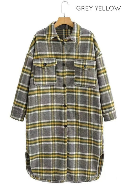 Long Plaid Flannel Jacket