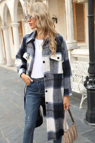 Long Plaid Flannel Jacket
