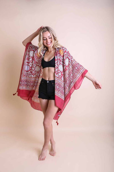 Touch of Morocco Tapestry Tassel Kimono available in multiple colors