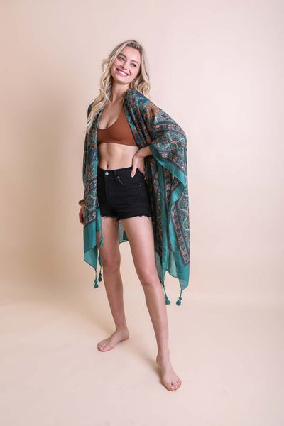 Touch of Morocco Tapestry Tassel Kimono available in multiple colors