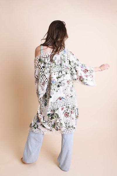 Heirloom Embroidered Kimono available in Black and Ivory